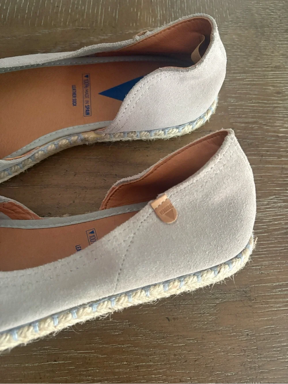 Verbenas Cruz Gray Suede Leather Espadrille Peep-toe Flats - Picture 5 of 7